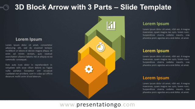 Free Block Arrow with 3 Parts Graphics for PowerPoint and Google Slides