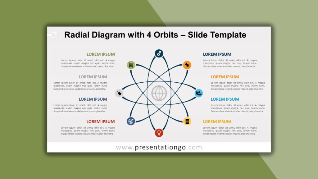 Free Radial Diagram with 4 Orbits for PowerPoint and Google Slides