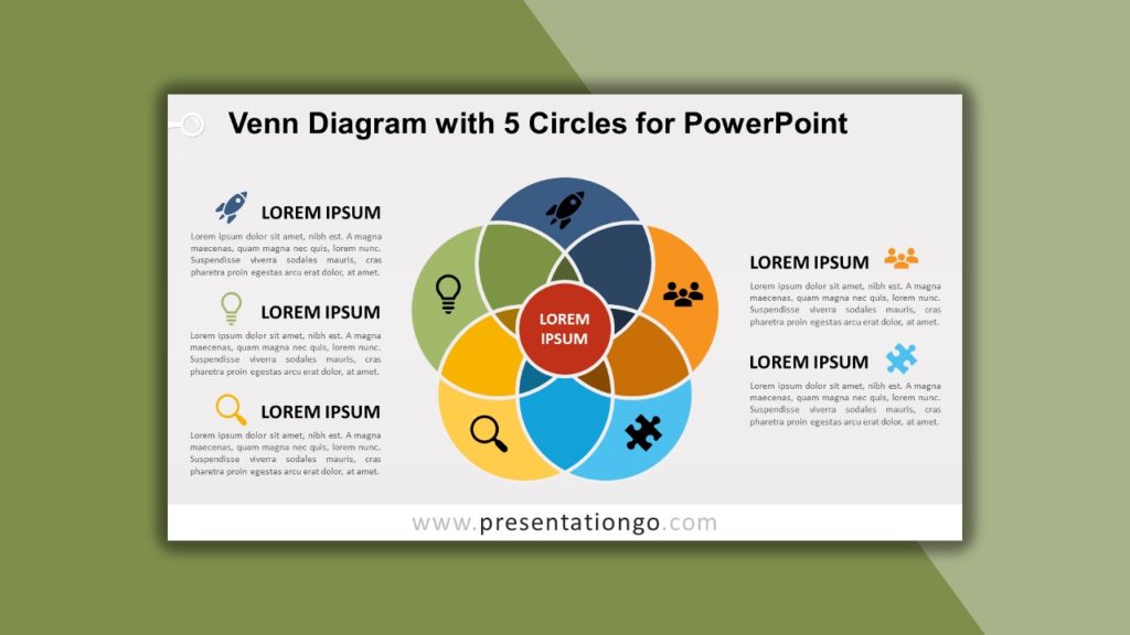 Free Venn Diagram with 5 Circles for PowerPoint and Google Slides