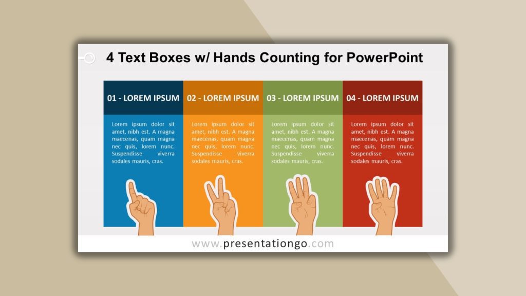 Free 4 Text Boxes with Hands Counting for powerpoint and google slides