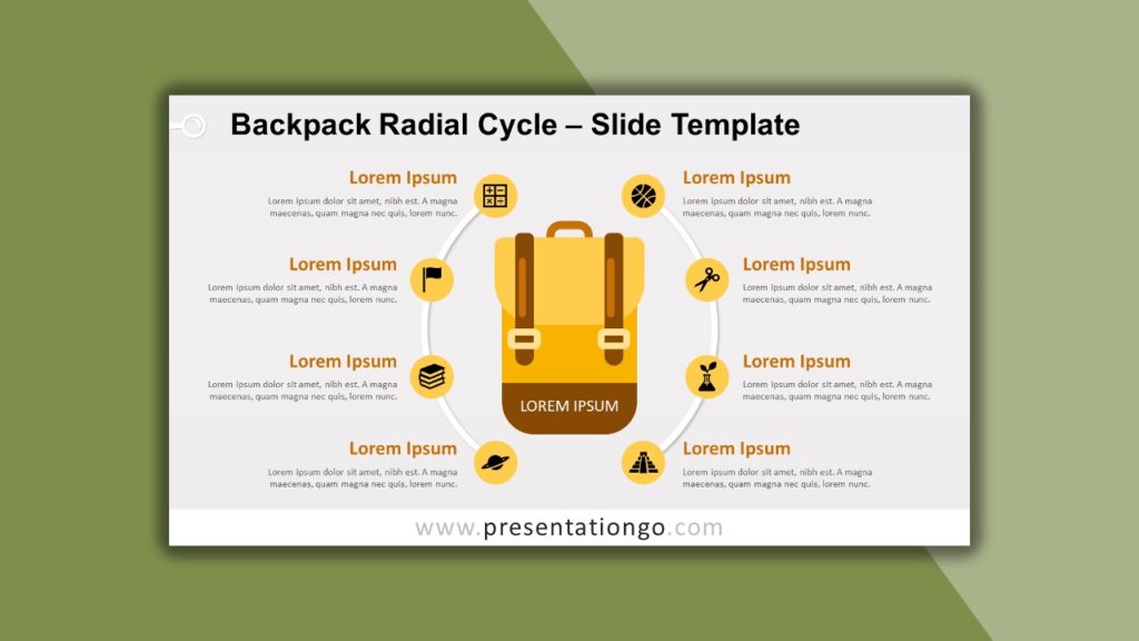 Free Backpack Radial Cycle for PowerPoint and Google Slides