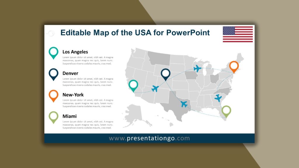 Free Map of USA for PowerPoint and Google Slides
