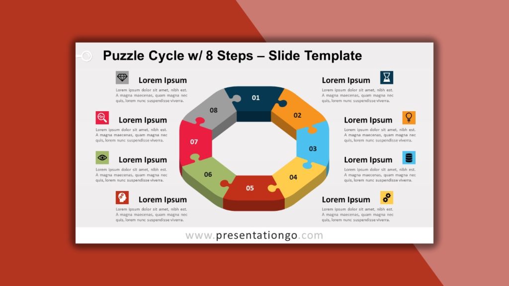Free Puzzle Cycle with 8 Steps for PowerPoint and Google Slides