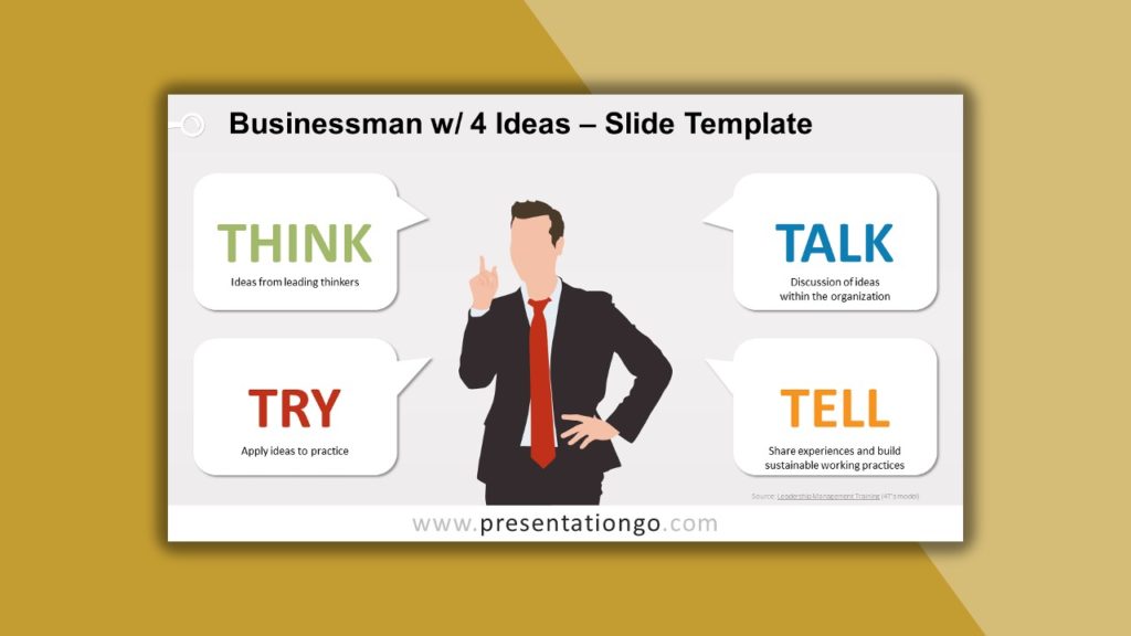 Free Businessman with 4 Ideas for powerpoint and google slides