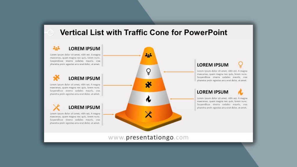 Free Vertical List with Traffic Cone for PowerPoint and Google Slides