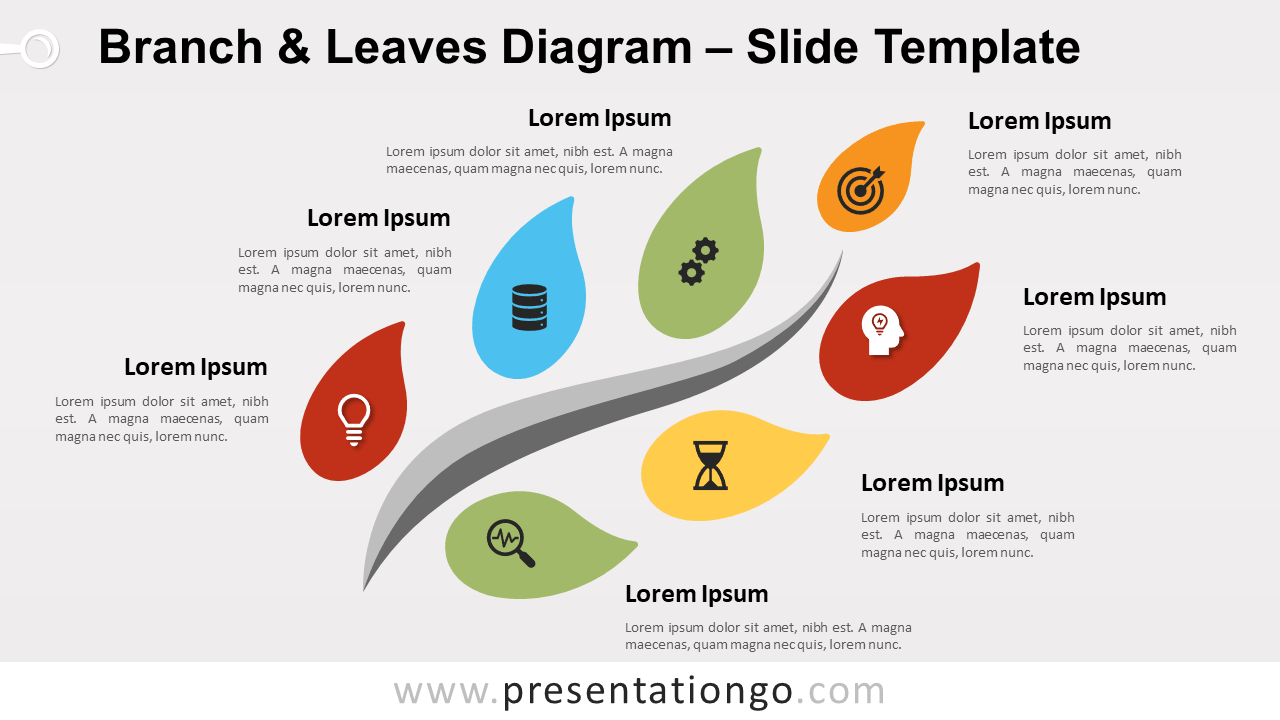 Free Branch Leaves Diagram for PowerPoint and Google Slides